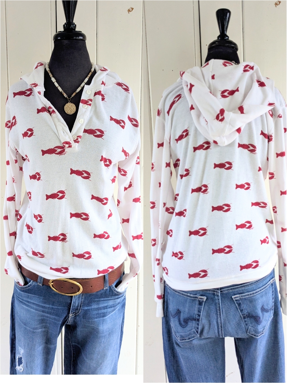 Primp Thermal Hooded Lobster Pullover sz M
